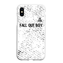 Чехол iPhone XS Max матовый Fall Out Boy glitch на светлом фоне посередине, цвет: 3D-белый