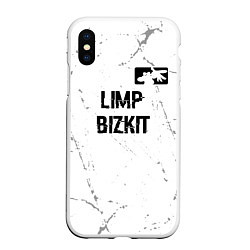 Чехол iPhone XS Max матовый Limp Bizkit glitch на светлом фоне посередине, цвет: 3D-белый