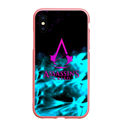 Чехол iPhone XS Max матовый Assassins Creed flame neon, цвет: 3D-баблгам