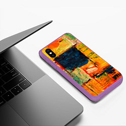 Чехол iPhone XS Max матовый Арт стиль красками, цвет: 3D-фиолетовый — фото 2