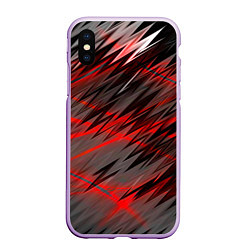 Чехол iPhone XS Max матовый Красные полосы надрезы, цвет: 3D-сиреневый