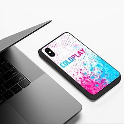 Чехол iPhone XS Max матовый Coldplay neon gradient style посередине, цвет: 3D-черный — фото 2