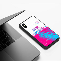 Чехол iPhone XS Max матовый Avril Lavigne neon gradient style посередине, цвет: 3D-черный — фото 2