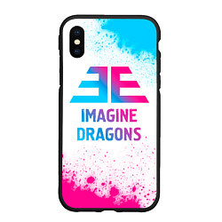 Чехол iPhone XS Max матовый Imagine Dragons neon gradient style, цвет: 3D-черный