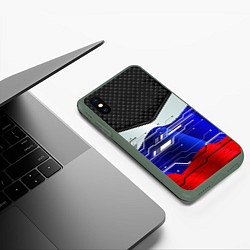 Чехол iPhone XS Max матовый Стёганные ромбы: русский хакер, цвет: 3D-темно-зеленый — фото 2