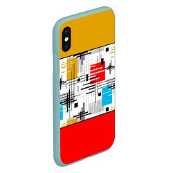 Чехол iPhone XS Max матовый Узор красного горчичного цвета, цвет: 3D-мятный — фото 2