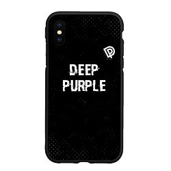 Чехол iPhone XS Max матовый Deep Purple glitch на темном фоне посередине