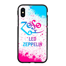 Чехол iPhone XS Max матовый Led Zeppelin neon gradient style