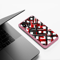 Чехол iPhone XS Max матовый Красные и чёрные мазки, цвет: 3D-малиновый — фото 2