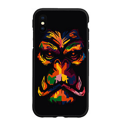 Чехол iPhone XS Max матовый Морда гориллы поп-арт, цвет: 3D-черный