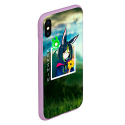 Чехол iPhone XS Max матовый Тигнари на фоне природы, цвет: 3D-сиреневый — фото 2