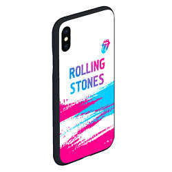 Чехол iPhone XS Max матовый Rolling Stones neon gradient style посередине, цвет: 3D-черный — фото 2