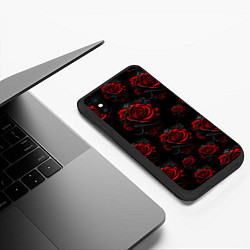 Чехол iPhone XS Max матовый Красные розы цветы, цвет: 3D-черный — фото 2