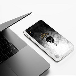 Чехол iPhone XS Max матовый Череп и мотылек, цвет: 3D-белый — фото 2