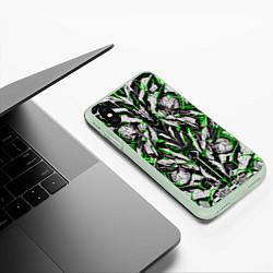 Чехол iPhone XS Max матовый Зелёная кибернетическая броня, цвет: 3D-салатовый — фото 2