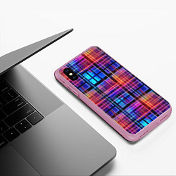 Чехол iPhone XS Max матовый Неоновый паттерн, цвет: 3D-розовый — фото 2