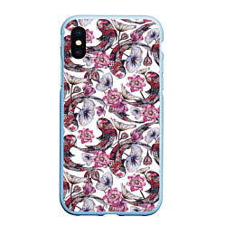 Чехол iPhone XS Max матовый Карпы кои и лилии, цвет: 3D-голубой