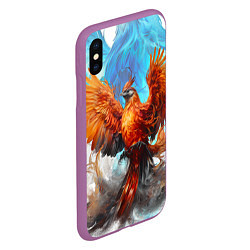 Чехол iPhone XS Max матовый Птица феникс в огне, цвет: 3D-фиолетовый — фото 2