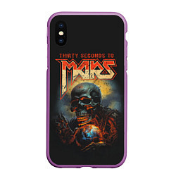 Чехол iPhone XS Max матовый Thirty seconds to mars skull, цвет: 3D-фиолетовый