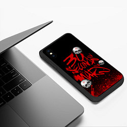 Чехол iPhone XS Max матовый Thirty seconds to mars skulls, цвет: 3D-черный — фото 2