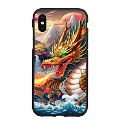 Чехол iPhone XS Max матовый Dragon tattoo - irezumi, цвет: 3D-черный