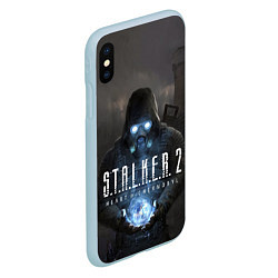 Чехол iPhone XS Max матовый STALKER 2 одиночка с артефактом, цвет: 3D-голубой — фото 2