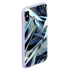 Чехол iPhone XS Max матовый Абстрактные осколки голубого цвета, цвет: 3D-светло-сиреневый — фото 2