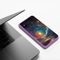 Чехол iPhone XS Max матовый Абстрактный фантастический пейзаж, цвет: 3D-фиолетовый — фото 2