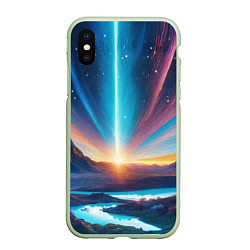 Чехол iPhone XS Max матовый Фантастический пейзаж со вспышкой, цвет: 3D-салатовый