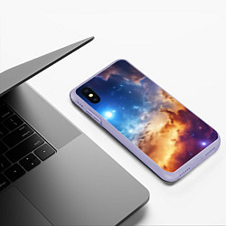 Чехол iPhone XS Max матовый Оранжевая небула космос, цвет: 3D-светло-сиреневый — фото 2