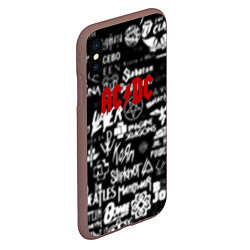 Чехол iPhone XS Max матовый AC DC all logo band, цвет: 3D-коричневый — фото 2