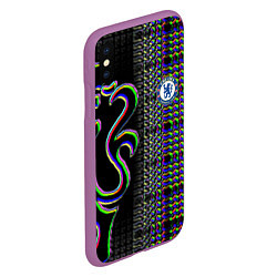 Чехол iPhone XS Max матовый Chelsea fc glitch, цвет: 3D-фиолетовый — фото 2