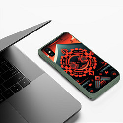 Чехол iPhone XS Max матовый Рисунок в стиле американских индейцев, цвет: 3D-темно-зеленый — фото 2