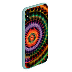 Чехол iPhone XS Max матовый Фрактальная абстракция, цвет: 3D-мятный — фото 2