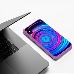 Чехол iPhone XS Max матовый Фрактальная абстракция 2, цвет: 3D-фиолетовый — фото 2