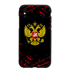 Чехол iPhone XS Max матовый Краски Россия герб, цвет: 3D-черный