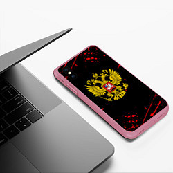 Чехол iPhone XS Max матовый Краски Россия герб, цвет: 3D-малиновый — фото 2