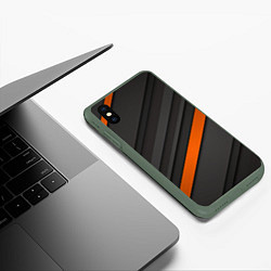 Чехол iPhone XS Max матовый Оранжевая полоса на сером фоне, цвет: 3D-темно-зеленый — фото 2