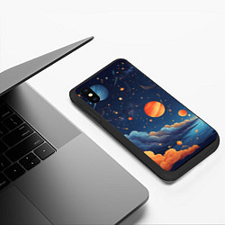 Чехол iPhone XS Max матовый Нарисованный космос, цвет: 3D-черный — фото 2