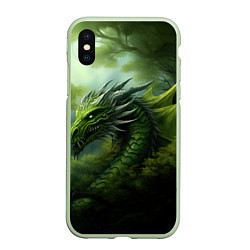 Чехол iPhone XS Max матовый Зеленый фэнтази дракон 2024, цвет: 3D-салатовый