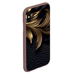 Чехол iPhone XS Max матовый Золотые узоры в виде листьев, цвет: 3D-коричневый — фото 2