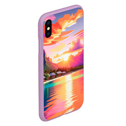 Чехол iPhone XS Max матовый Закат на острове Бора Бора, цвет: 3D-сиреневый — фото 2