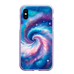 Чехол iPhone XS Max матовый Галактический тай-дай, цвет: 3D-светло-сиреневый