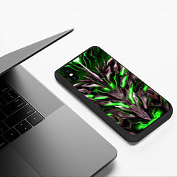 Чехол iPhone XS Max матовый Зелёная кибер броня, цвет: 3D-черный — фото 2