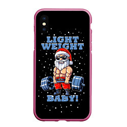 Чехол iPhone XS Max матовый Santa Claus - light weight baby, цвет: 3D-малиновый