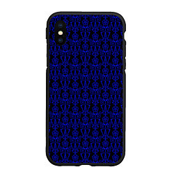 Чехол iPhone XS Max матовый Чёрно-синий узоры, цвет: 3D-черный