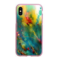 Чехол iPhone XS Max матовый Абстрактные мазки краски, цвет: 3D-розовый