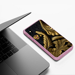Чехол iPhone XS Max матовый Золотой узор и герб России, цвет: 3D-розовый — фото 2