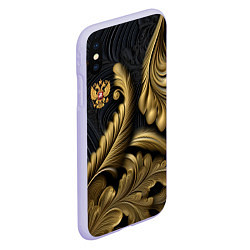 Чехол iPhone XS Max матовый Золотой узор и герб России, цвет: 3D-светло-сиреневый — фото 2