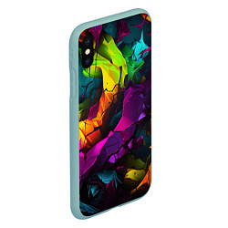 Чехол iPhone XS Max матовый Яркие разноцветные краски, цвет: 3D-мятный — фото 2